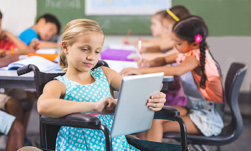 a girl student learning in the classroom