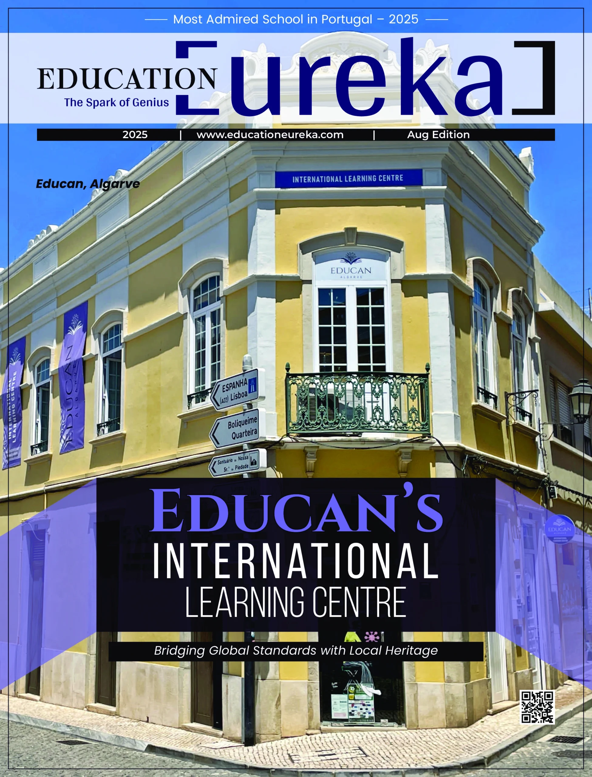 Educan Algarve featured on Education Eureka magazine cover – Most admired school in Portugal 2025.